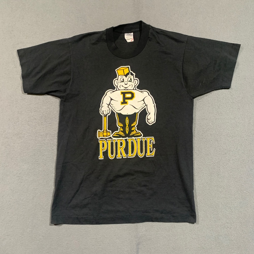 Vintage Swingster Purdue Pete T-Shirt Mens Large Black USA Made Boilermakers